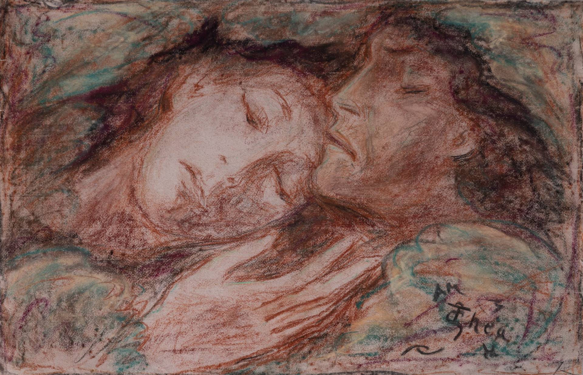 Thea Schleusner, 1942, Todestraum am Meer, Bild-Pastellzeichnung